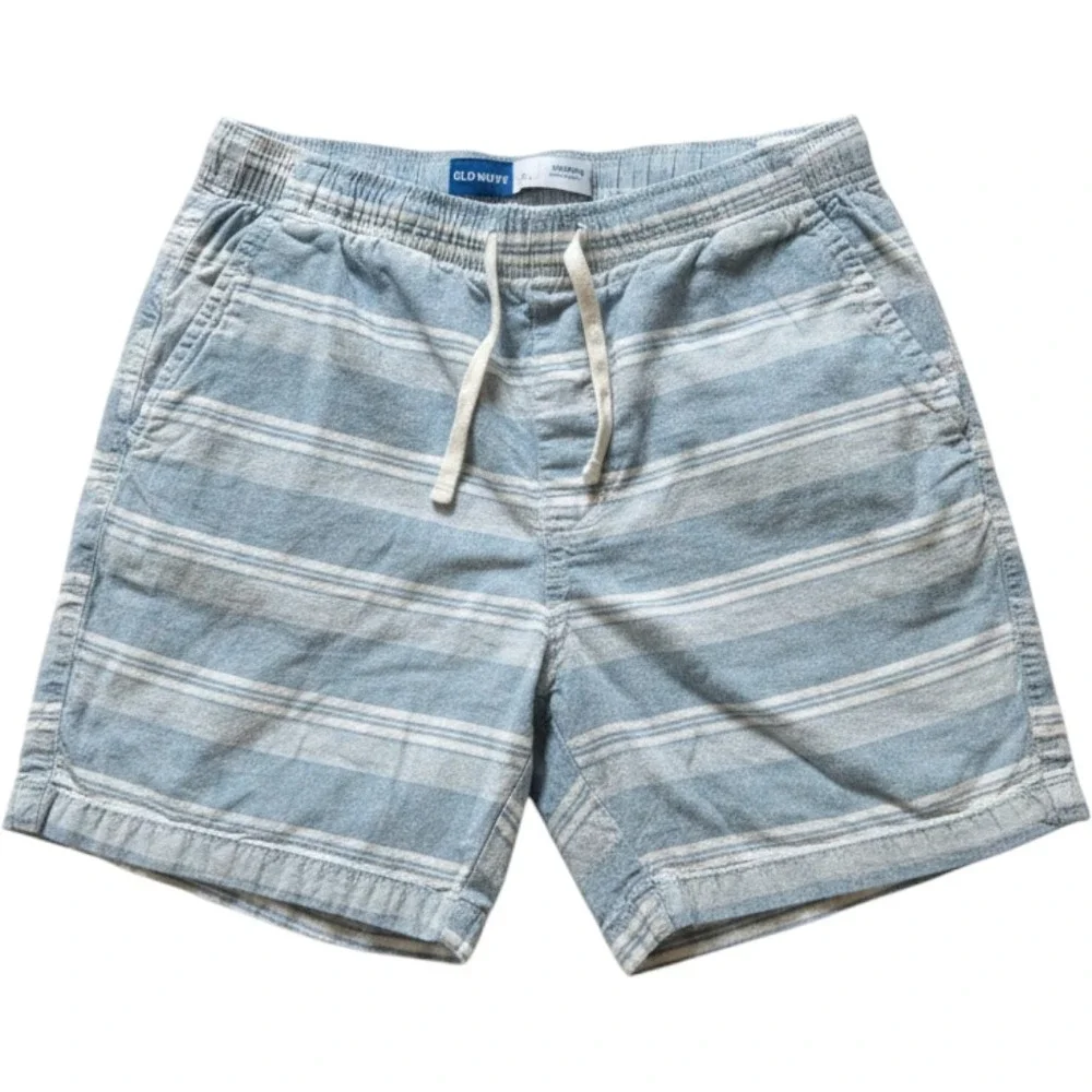 Old Navy Mens Blue Stripe Linen Blend Jogger Shorts 7 Inch Inseam Size M
